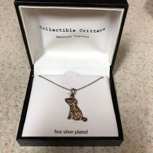 Collectible Critters Genuine Crystal Chocolate Dog necklace
